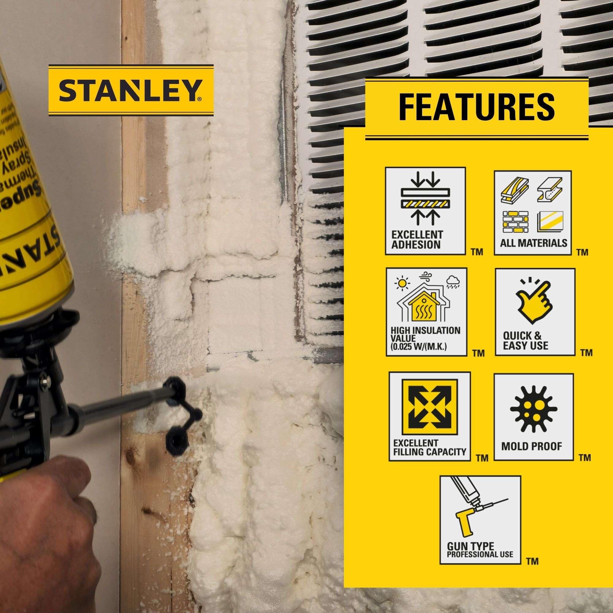 Foto 5 pulgar | Aislamiento De Espuma En Aerosol Stanley Supercoat Closed Cell 800 Ml - Venta Internacional.
