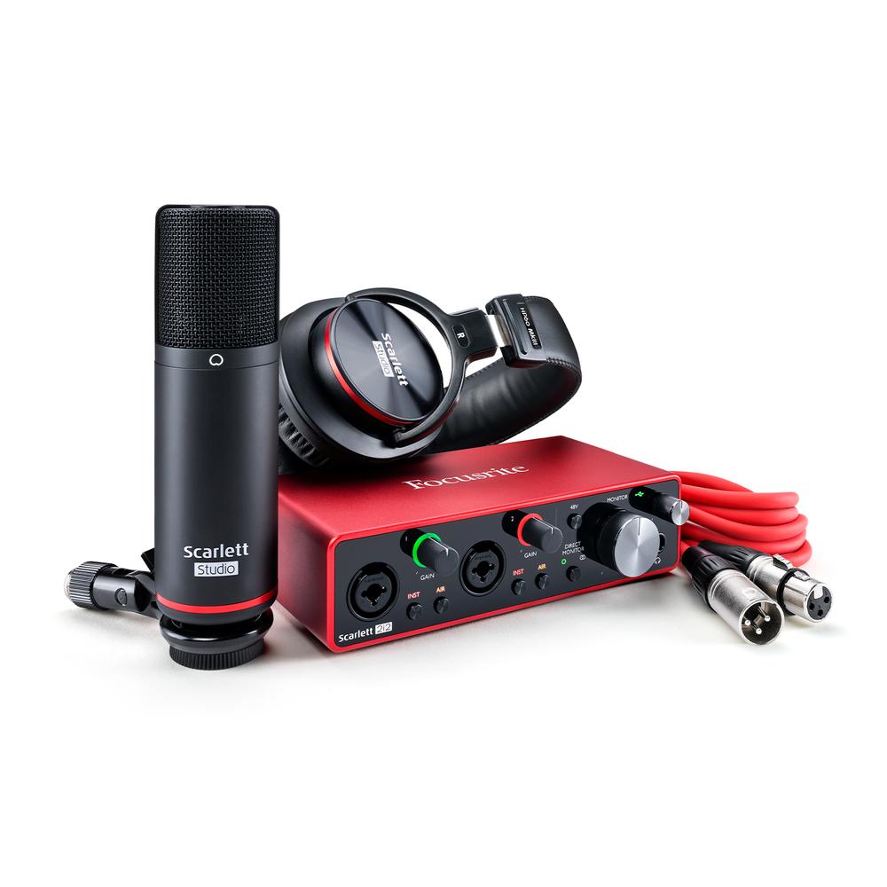 Paquete Grabación Focusrite Scarlett 2i2 Studio 4g Color Rojo Interfaz Micrófono Audífonos