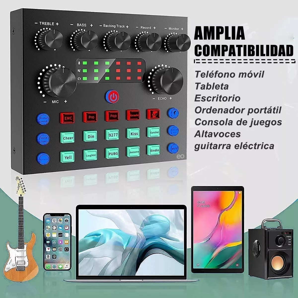 Foto 4 pulgar | Mezcladora Audio De Audio Con Tarjeta De Sonido Podcast Eo Safe Imports Esi-4623 Negro