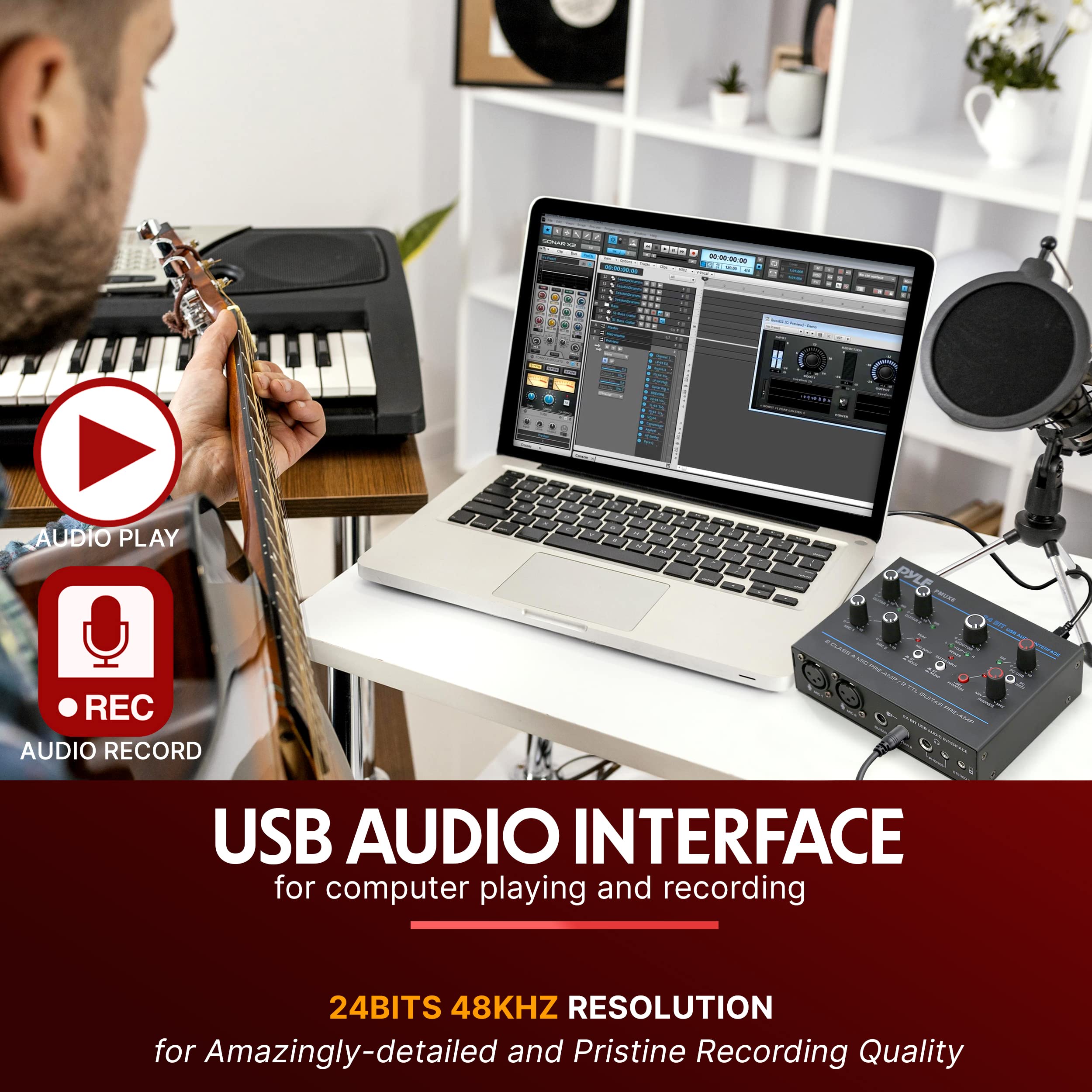 Foto 5 pulgar | Interfaz De Audio Usb Pyle Pmux6 Con Entradas De Micrófono/guitarra/aux - Venta Internacional.