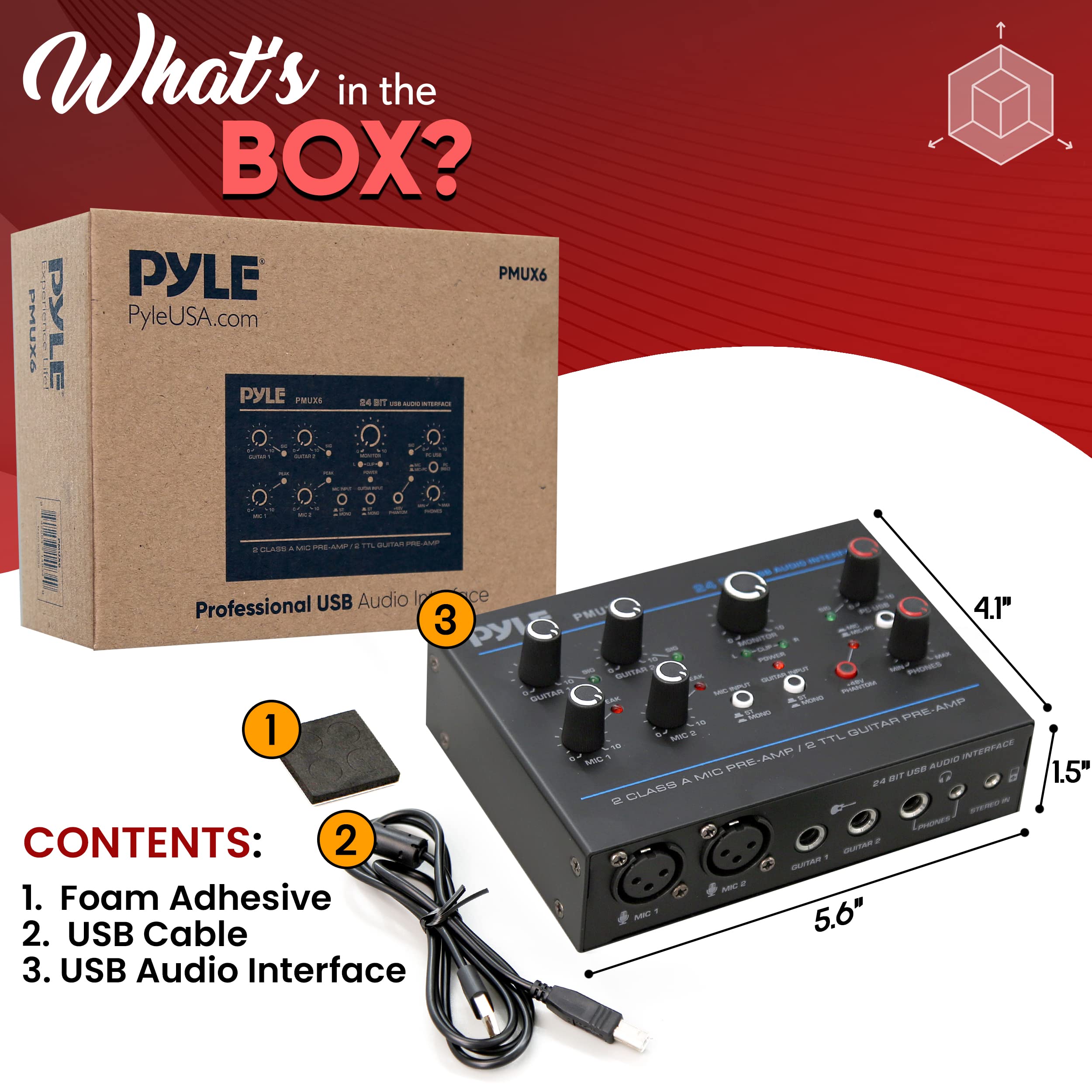 Foto 8 pulgar | Interfaz De Audio Usb Pyle Pmux6 Con Entradas De Micrófono/guitarra/aux - Venta Internacional.