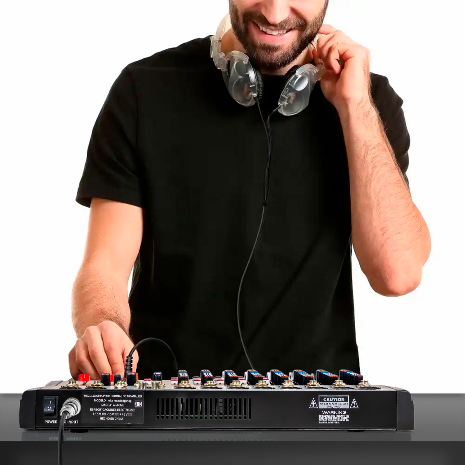 Foto 7 | Mezcladora Audiotek Amplificada Mixer Bluetooth 8 Canales 24 Efectos