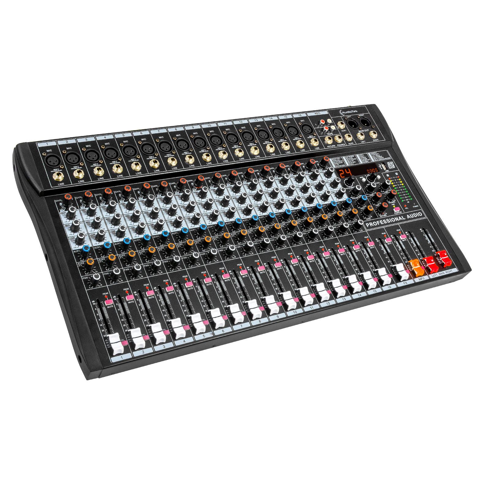 Mezcladora Audiotek Mixer 16 Canales Bluetooth USB Sonido Estudio $3,799