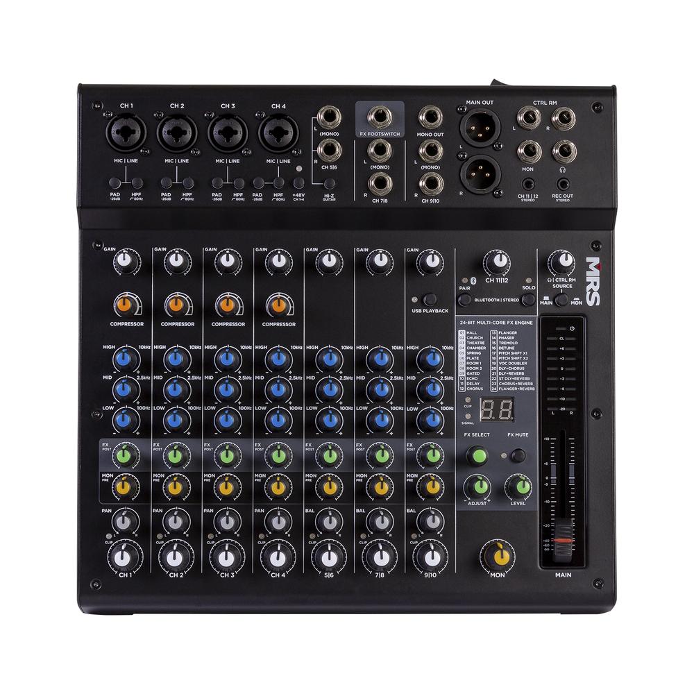 Mezcladora De 12 Canales Morrison Mrs12-mix Color Negro Con Dsp Y Bluetooth