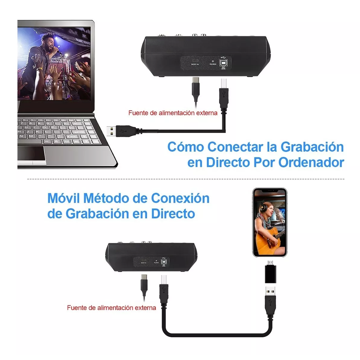Foto 3 | Mezcladora 5 Canales Eo Safe Imports Esi-6420 Multicolor USB Bluetooth Computadora