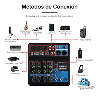 Foto 2 | Mezcladora 5 Canales Usb Bluetooth Eo Safe Imports Esi-7504 color Negro
