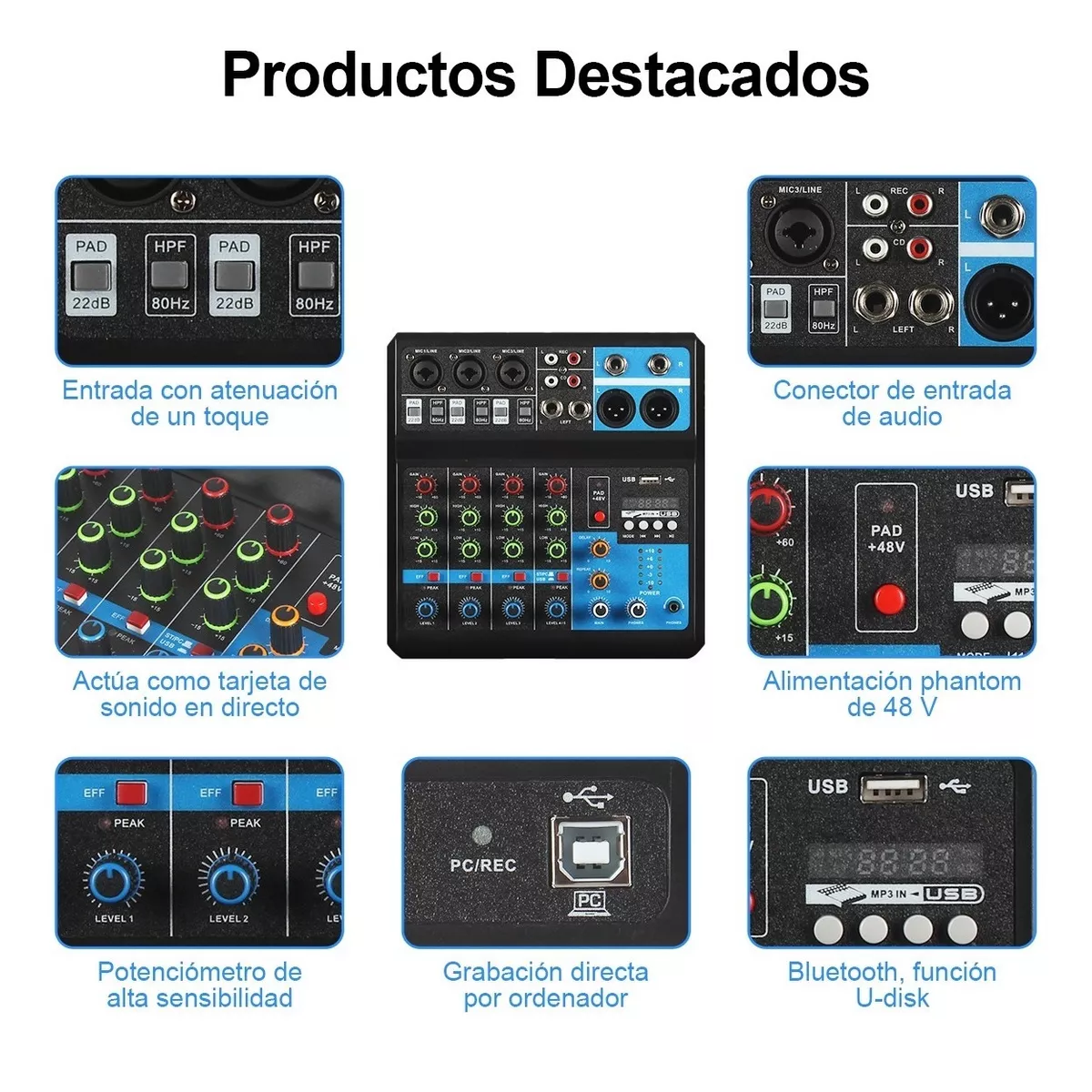 Foto 6 pulgar | Mezcladora 5 Canales Usb Bluetooth Eo Safe Imports Esi-7504 color Negro