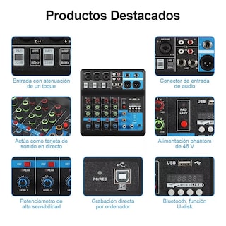 Foto 5 | Mezcladora 5 Canales Usb Bluetooth Eo Safe Imports Esi-7504 color Negro