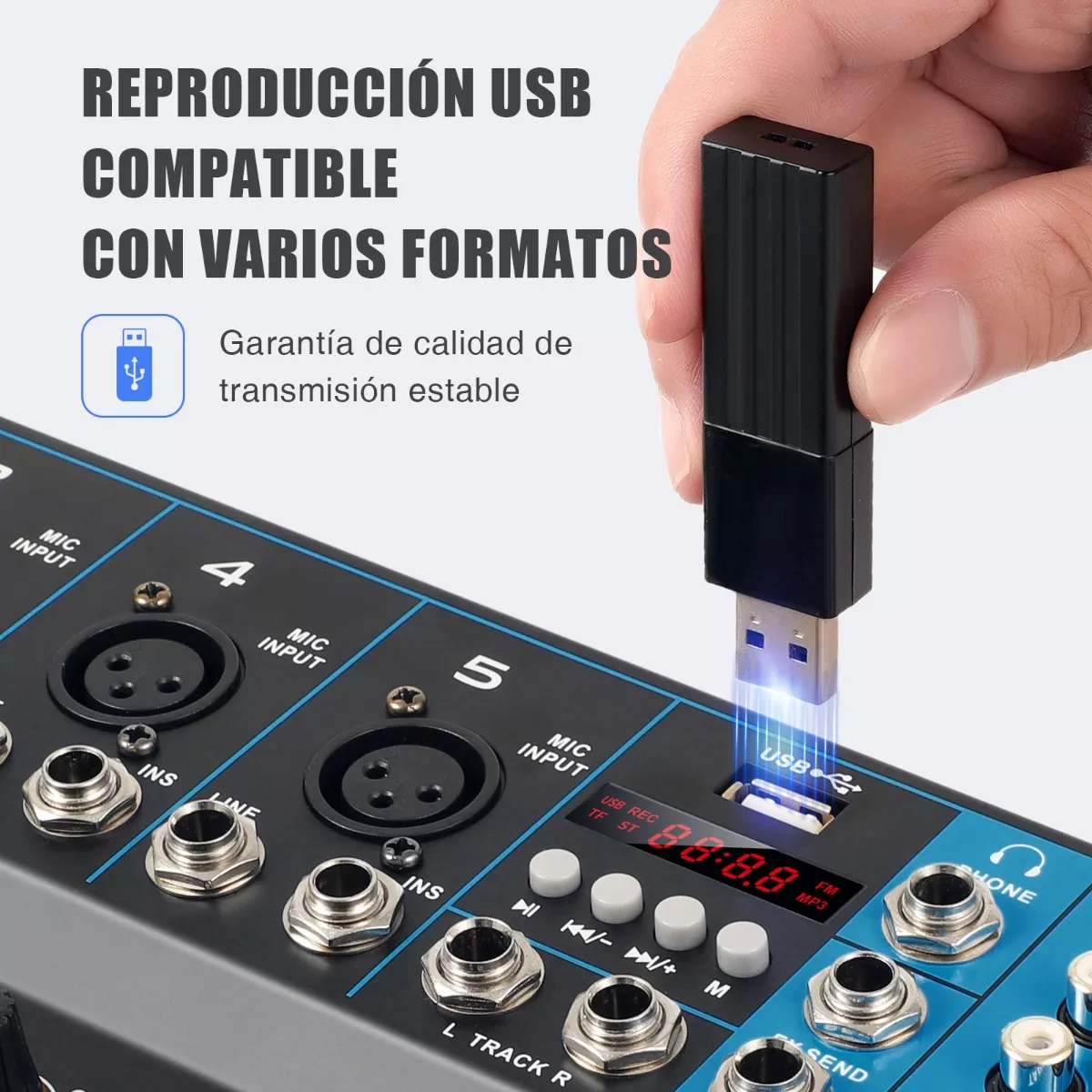 Foto 2 | Mezcladora de Audio Eo Safe Imports ESI-10878 Negra Bluetooth 7 Canales 16 Efectos