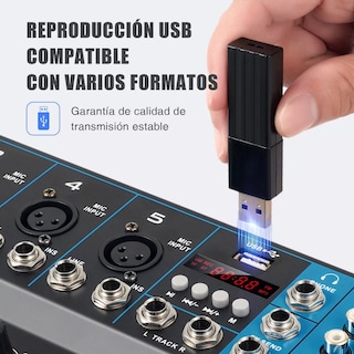 Foto 2 | Mezcladora de Audio Eo Safe Imports ESI-10878 Negra Bluetooth 7 Canales 16 Efectos