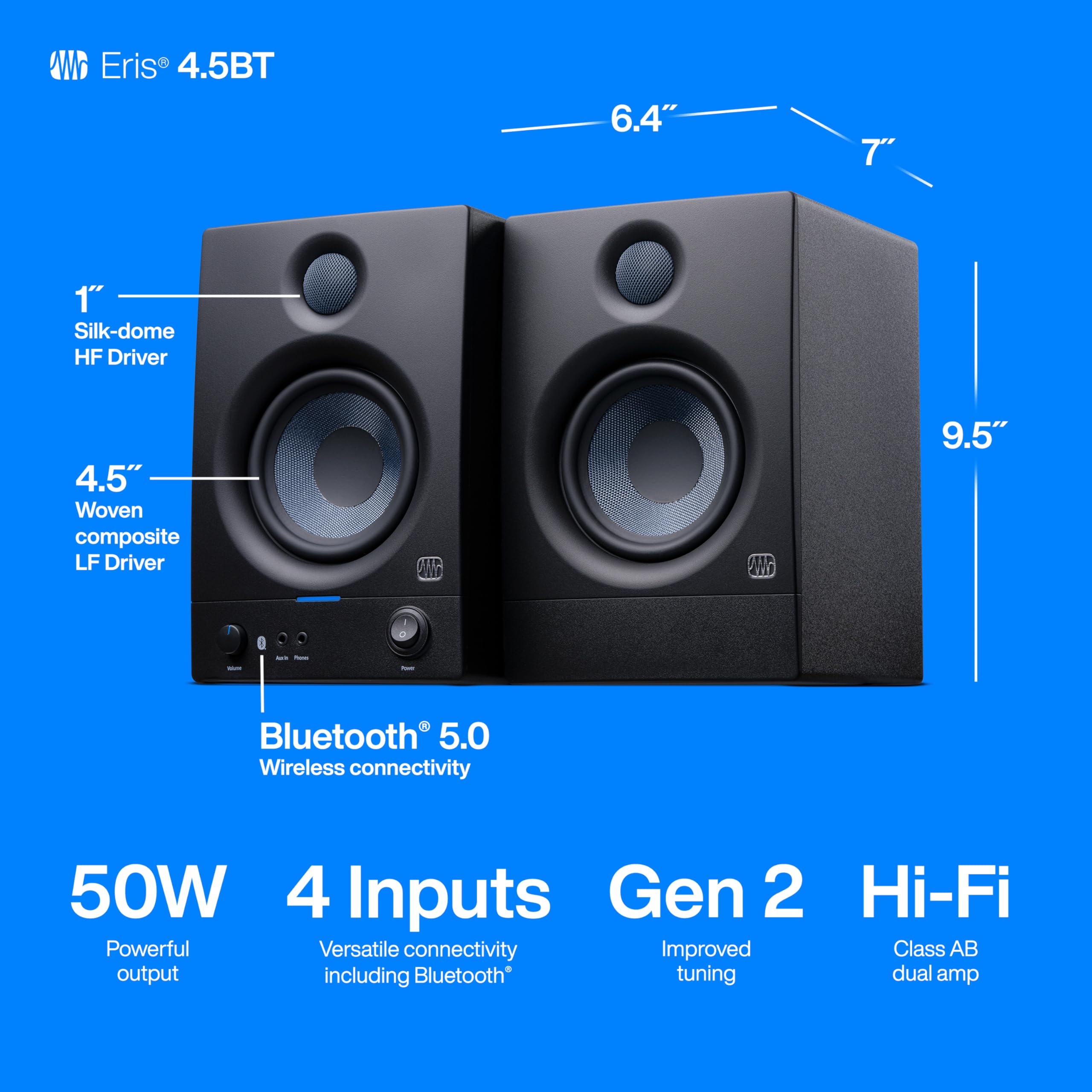 Foto 5 | Par De Monitores De Estudio Presonus Eris 4.5bt Bluetooth De 4.5 Pulgadas - Venta Internacional.