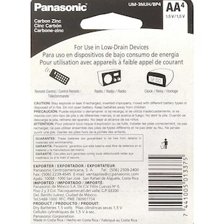 Foto 4 | Pila Panasonic Carbon Zinc Azul Aa Con 48 Unidades 1.5v