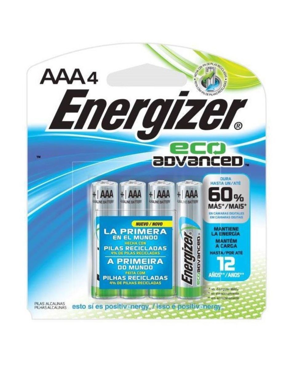 Foto 2 pulgar | Baterías Energizer AAA 4 Piezas