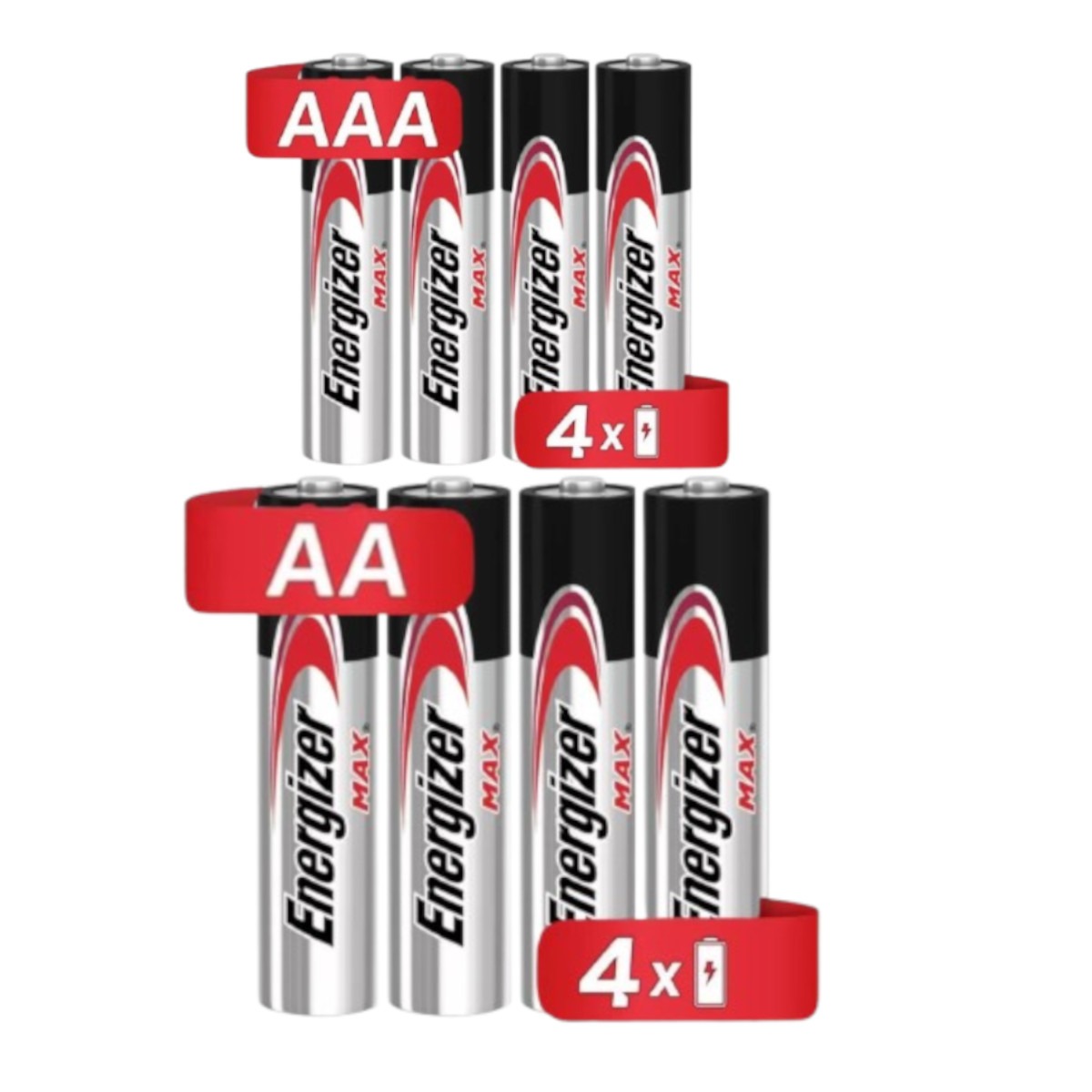 Kit de Pilas Energizer Max Alcalina AA y AAA - 4+4 Unidades