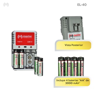 Foto 4 | Cargador De Baterías ''aa'', ''aaa'', 9v De 6w Con 4 Baterías ''aa'' 3000mah El-40