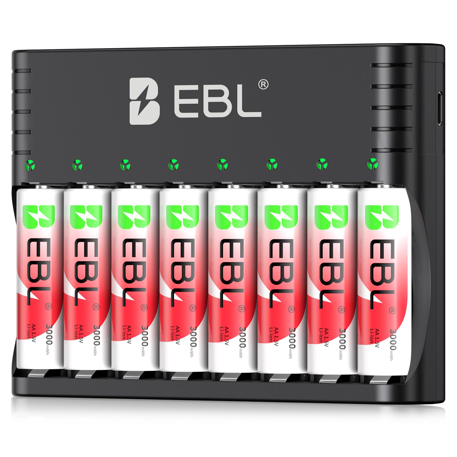 Foto 1 | Pilas Aa Recargables Ebl De Litio 3000 Mwh, Paquete De 8 Con Cargador - Venta Internacional.