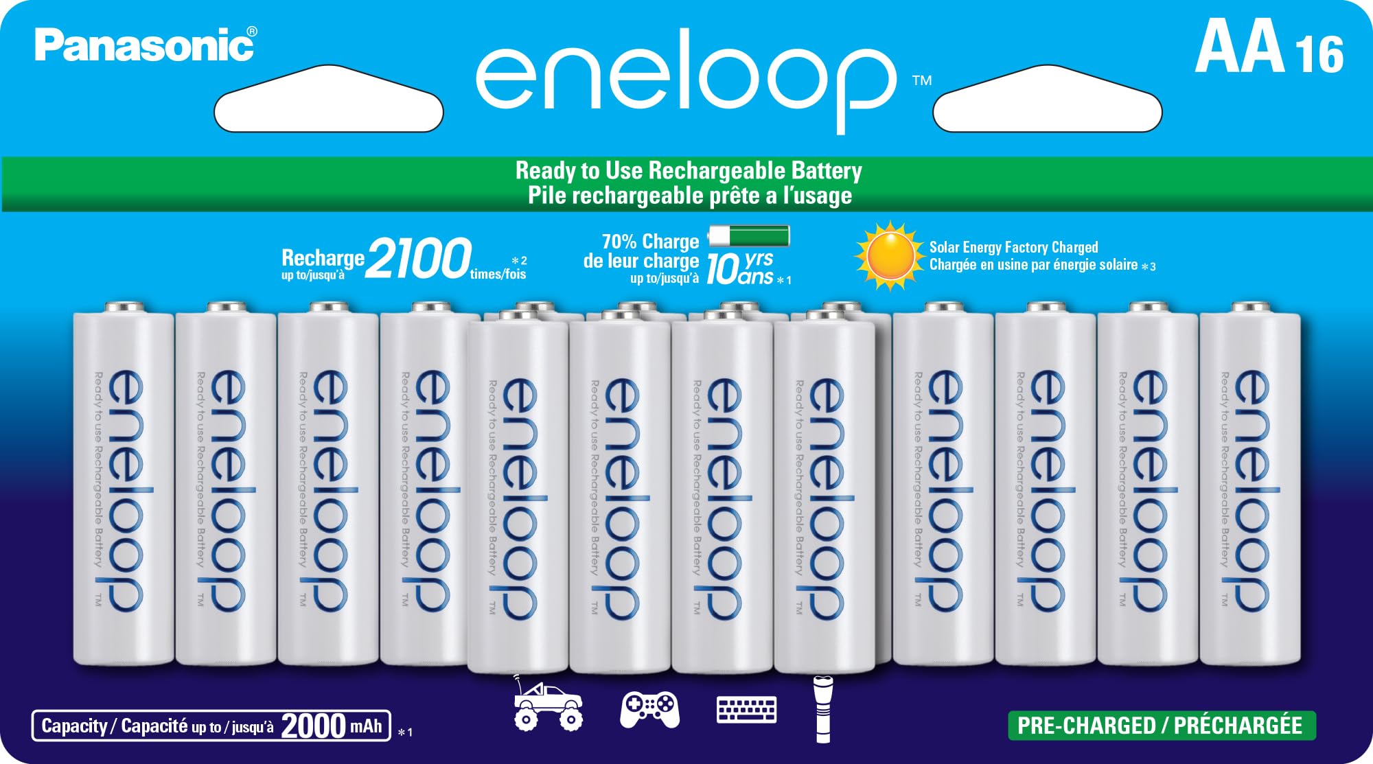 Foto 1 | Baterías Recargables Eneloop Panasonic Bk-3mcca16fa Aa X16 - Venta Internacional.