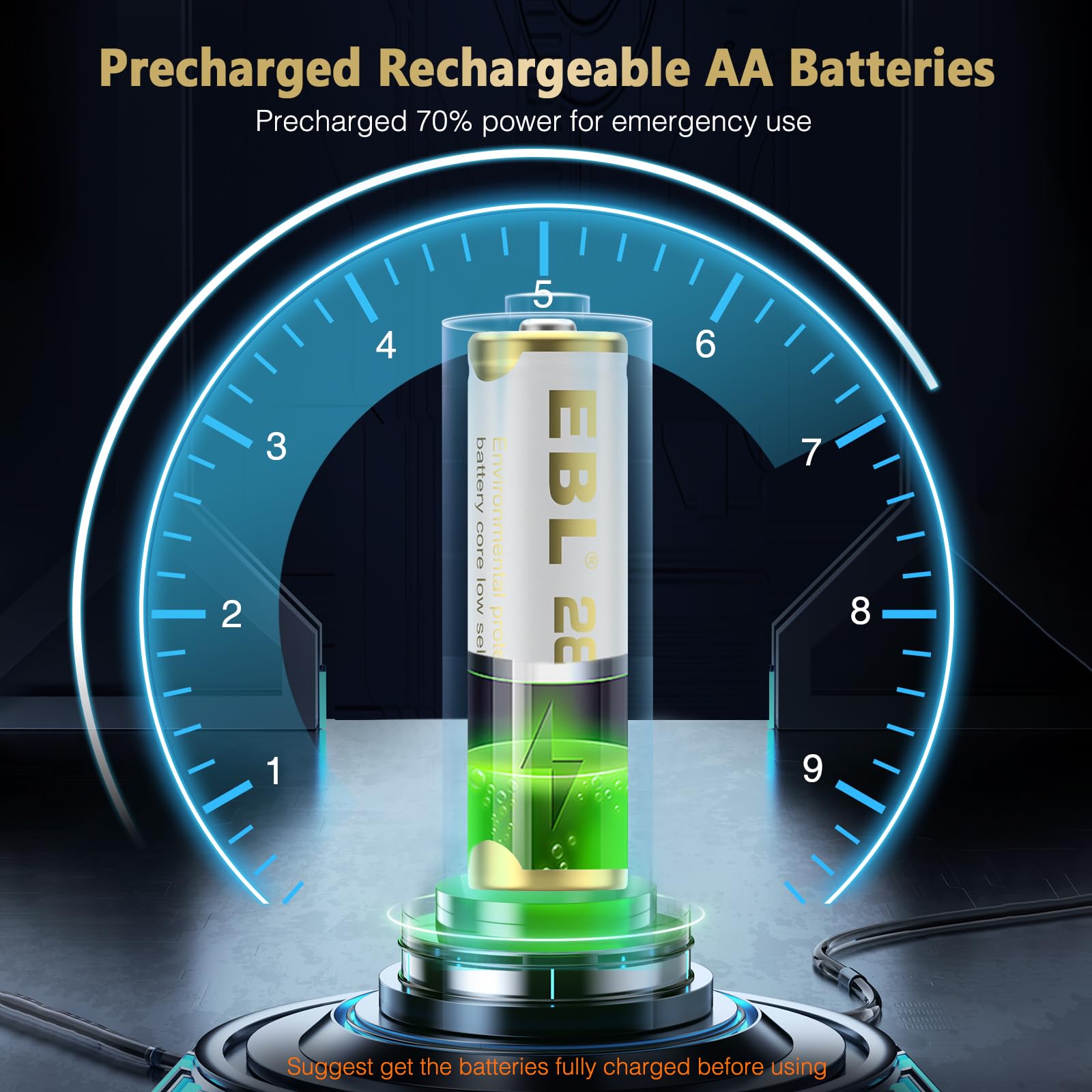 Foto 3 | Baterías Recargables Ebl Aa 2800 Mah Ni-mh 8 Unidades - Venta Internacional.