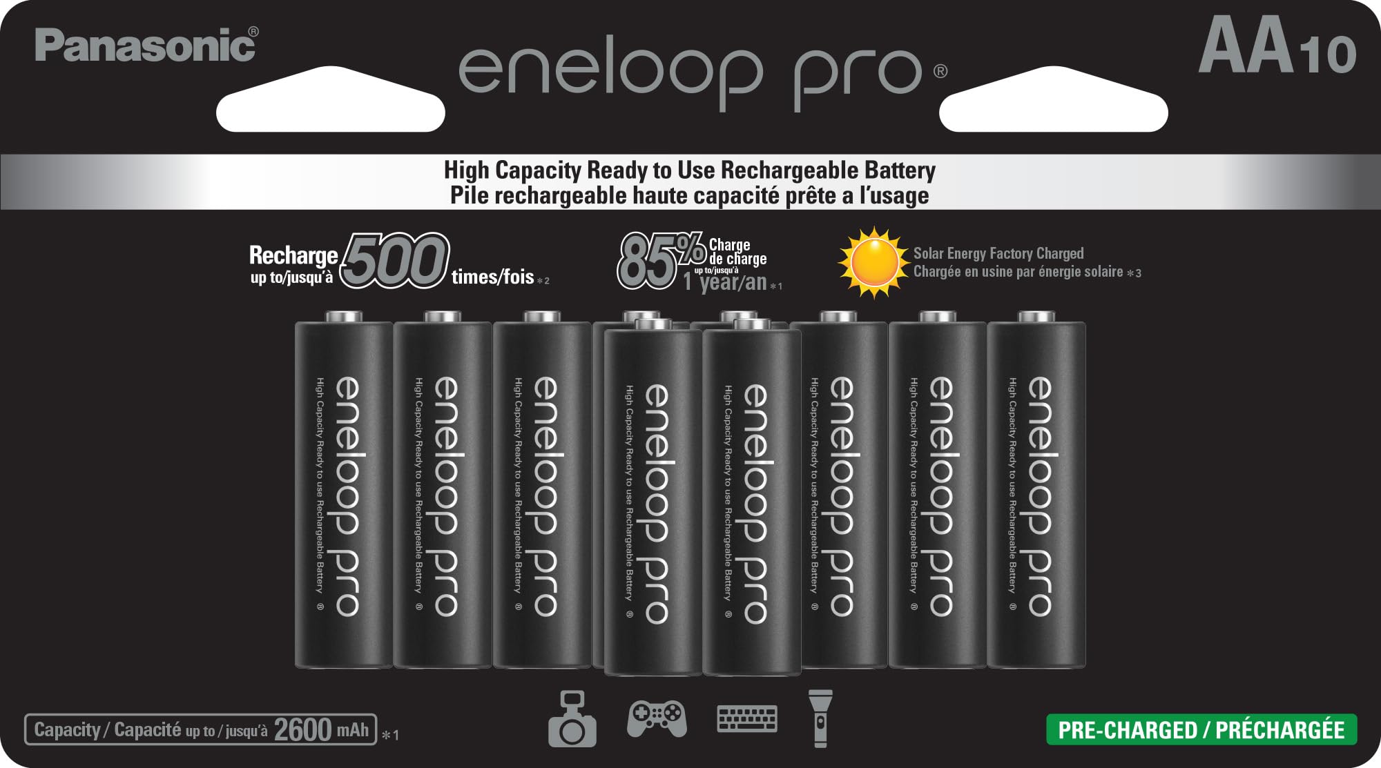 Foto 2 pulgar | Baterías Recargables Eneloop Panasonic Bk-3hcca10fa Pro Aa - Venta Internacional.