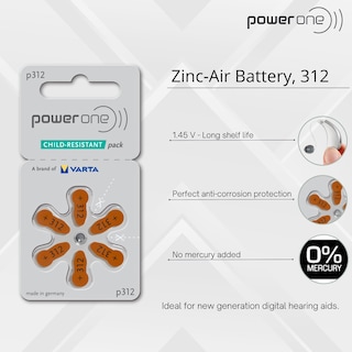 Foto 2 | Pilas Para Audífonos Powerone Tamaño 312 Pr41 (60 Unidades) - Venta Internacional.