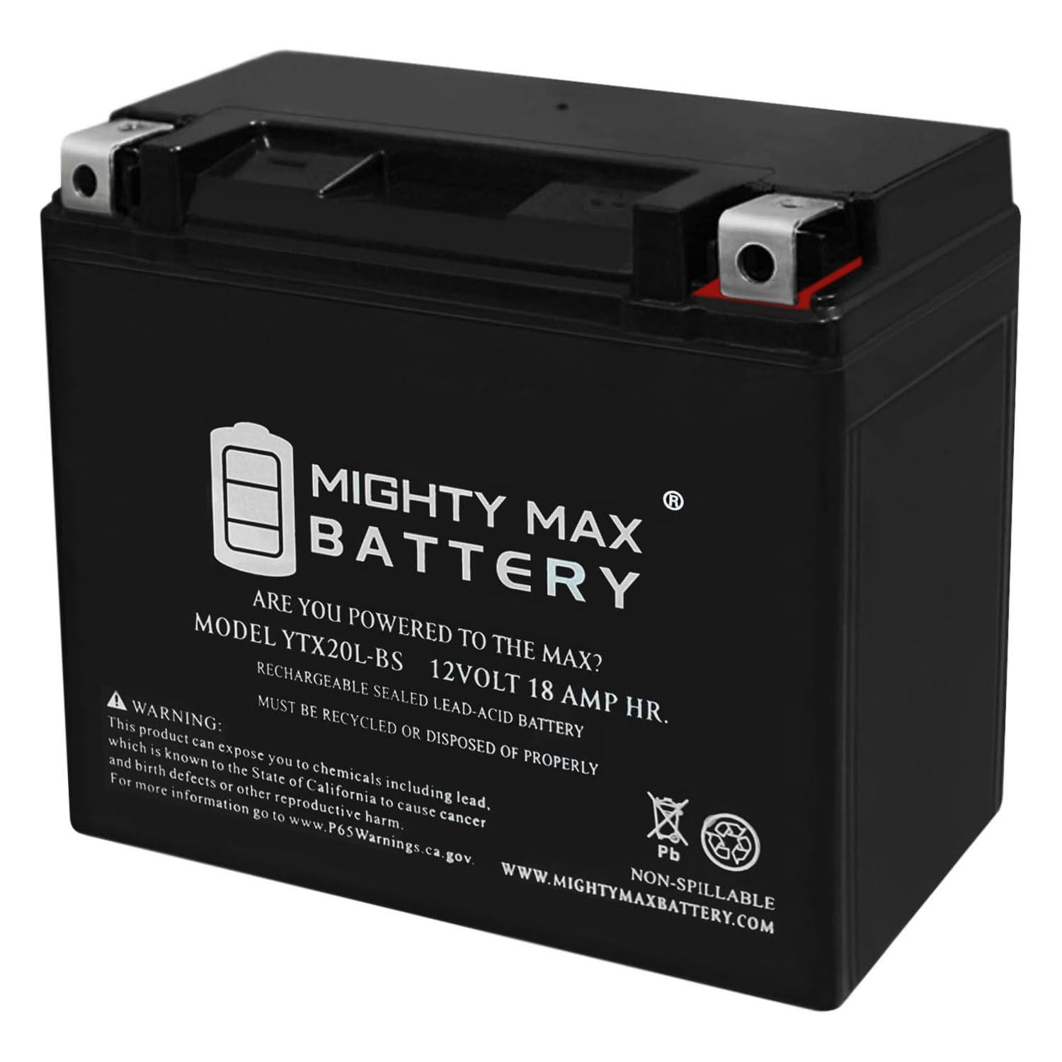 Batería Para Moto Mighty Max Battery Ytx20l-bs 12 V 18 Ah - Venta Internacional.