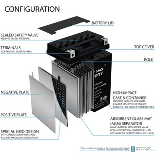Foto 3 | Batería Para Moto Mighty Max Battery Ytx14ah-bs 12 V 12 Ah - Venta Internacional.