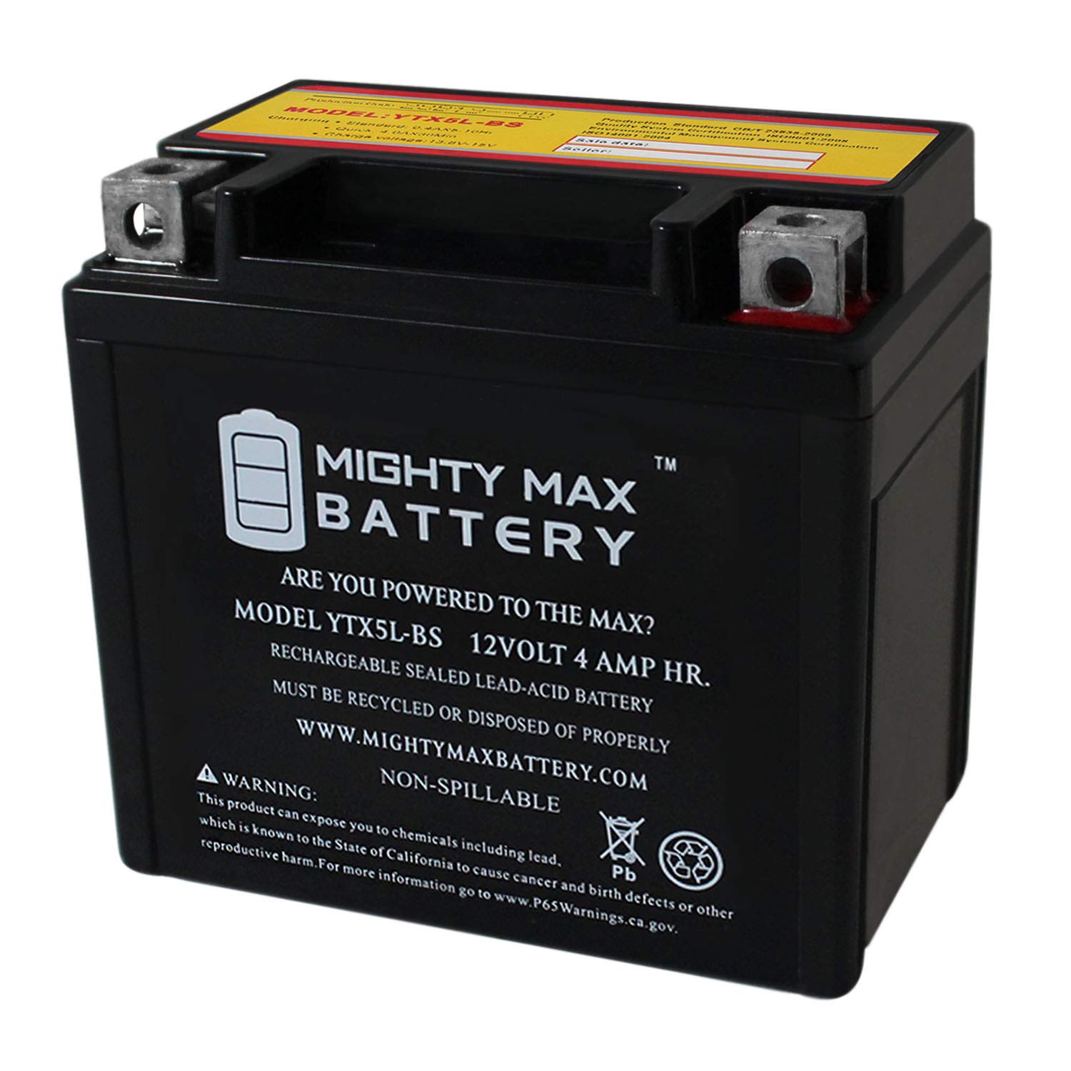 Batería Para Moto Mighty Max Ytx5l-bs 12 V 4 Ah 80 Cca Sla Agm - Venta Internacional.