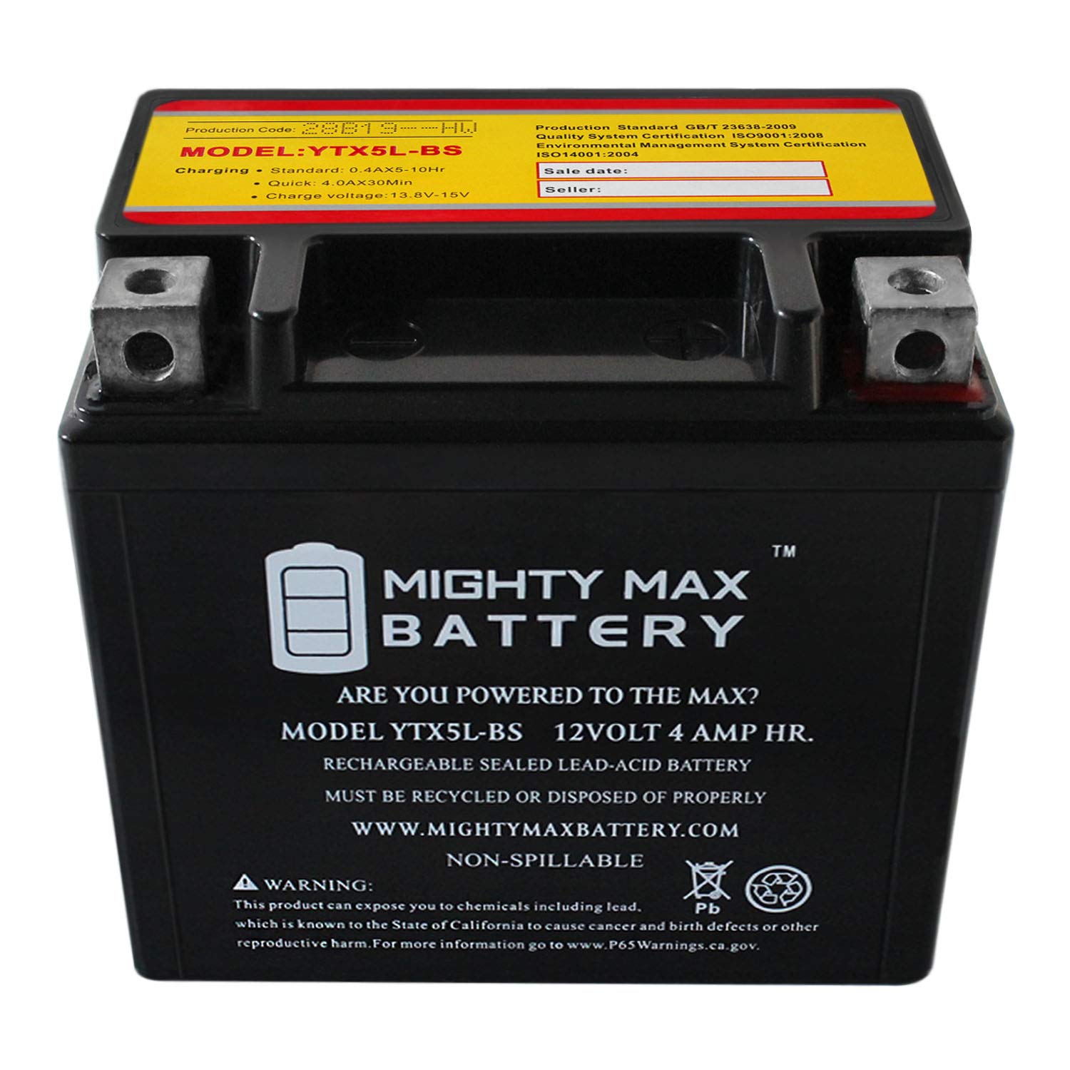 Foto 4 pulgar | Batería Para Moto Mighty Max Ytx5l-bs 12 V 4 Ah 80 Cca Sla Agm - Venta Internacional.