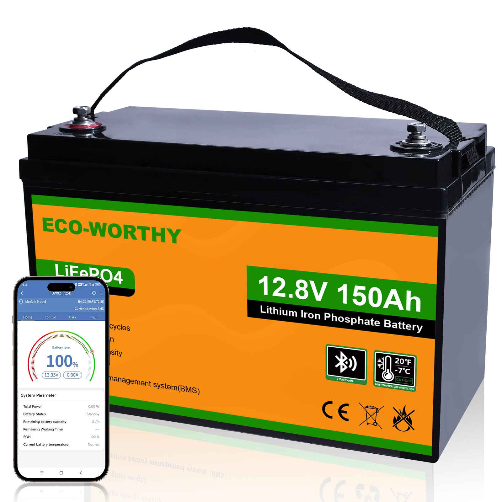 Foto 2 pulgar | Batería De Litio Lifepo4 Eco-worthy 12v 150ah Con Bluetooth - Venta Internacional.