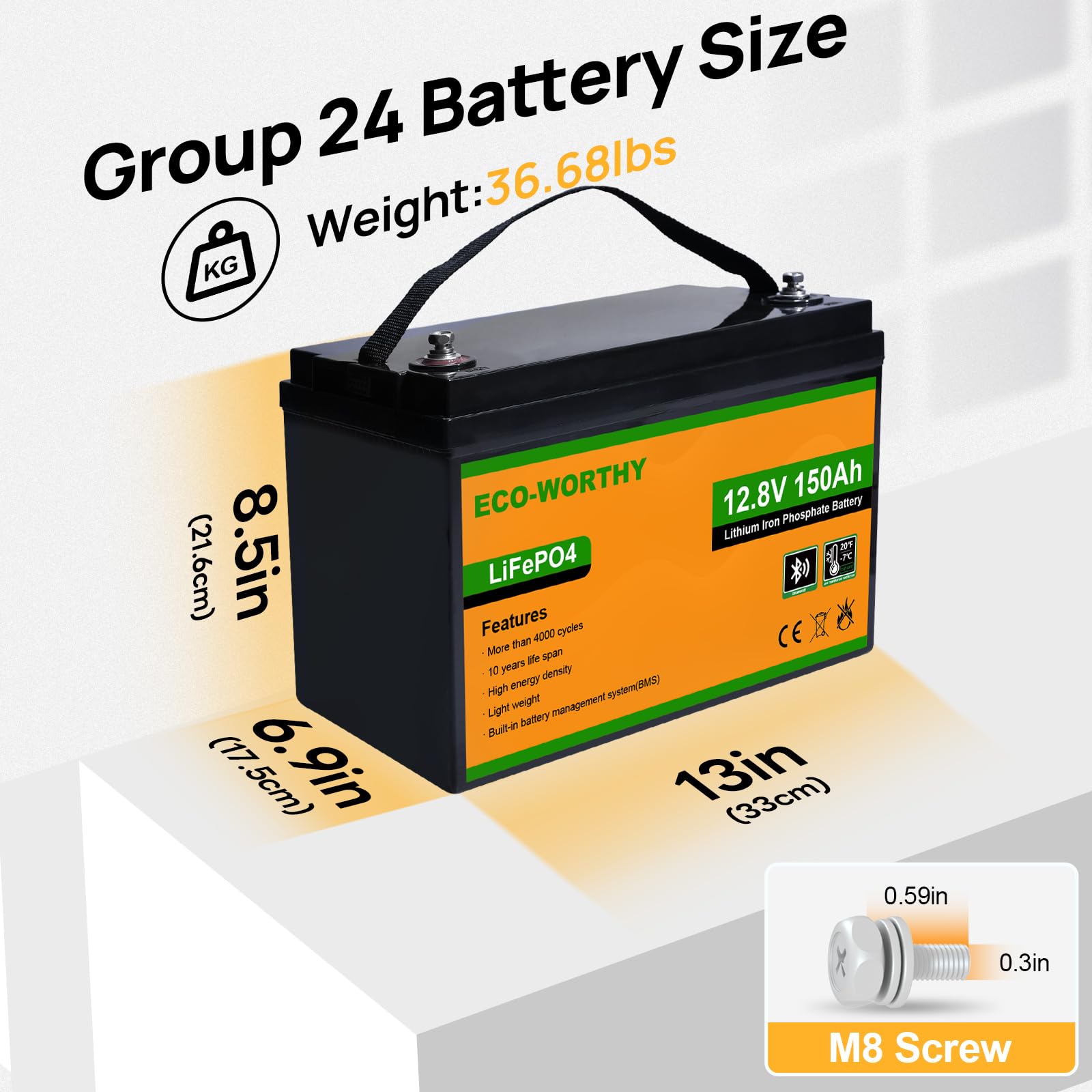 Foto 7 pulgar | Batería De Litio Lifepo4 Eco-worthy 12v 150ah Con Bluetooth - Venta Internacional.