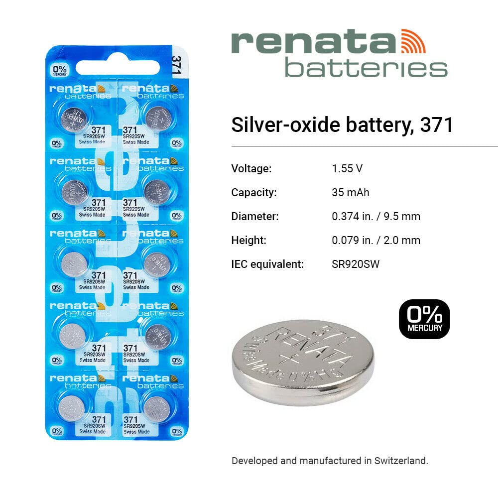 Foto 3 pulgar | Batería Renata 371 Sr920sw, 1,55 V, Óxido De Plata (50 Unidades) - Venta Internacional.
