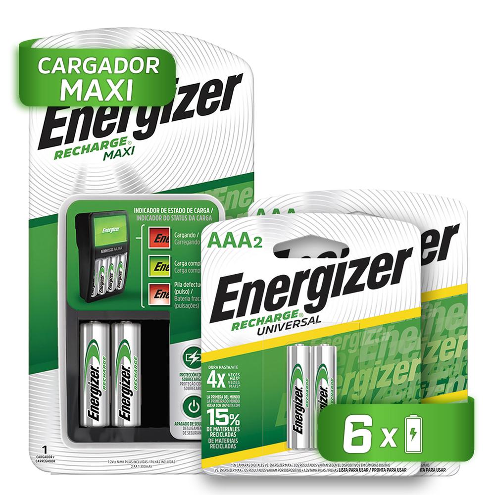 Foto 2 pulgar | Cargador De Pilas Energizer Maxi 2 AA+ 4 Pilas AAA