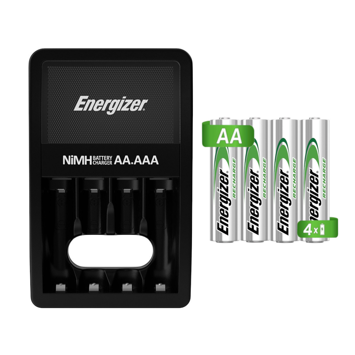 Cargador para Pilas Energizer + 4 Pilas Recargables AA