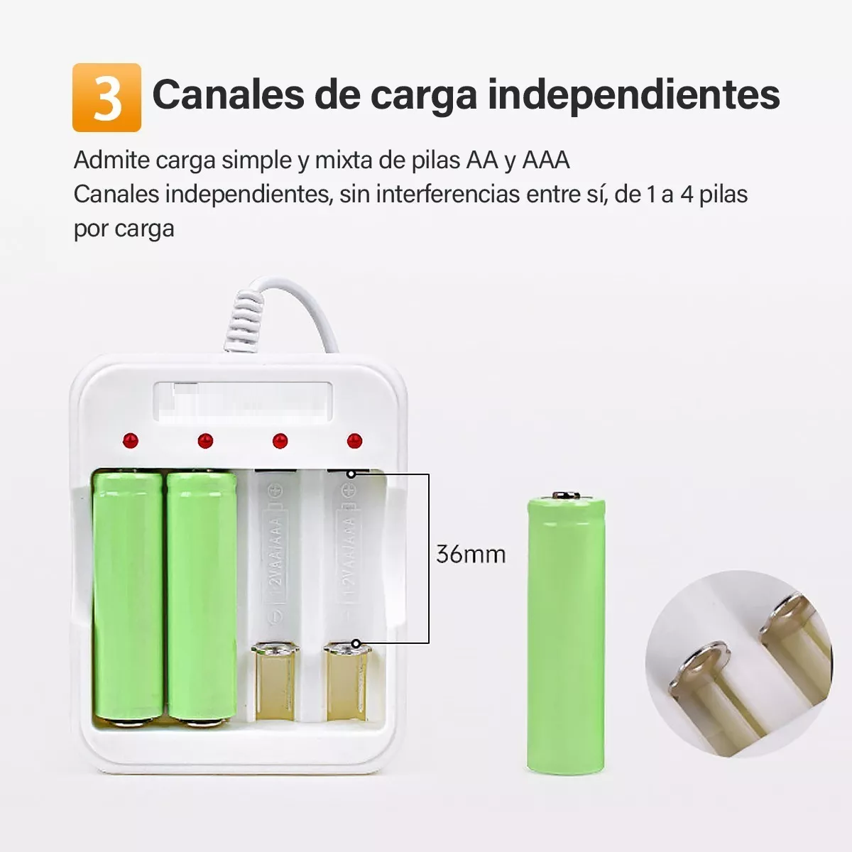 Foto 4 pulgar | Cargador Inteligente de Baterías Eo Safe Imports Esi-8737 Blanco Pilas AA/AAA 4 pilas incluidas