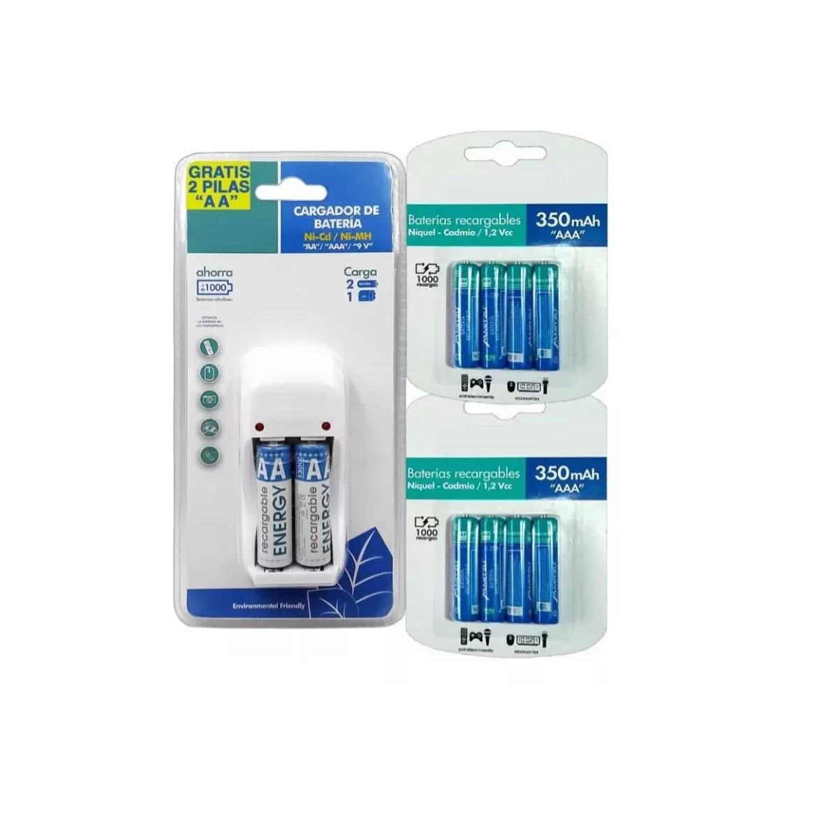 Foto 1 | Cargador Con 10 Pilas Recargables Aaa Triple A 1.2v Original Eo Safe Imports Esi-16219 Blanco