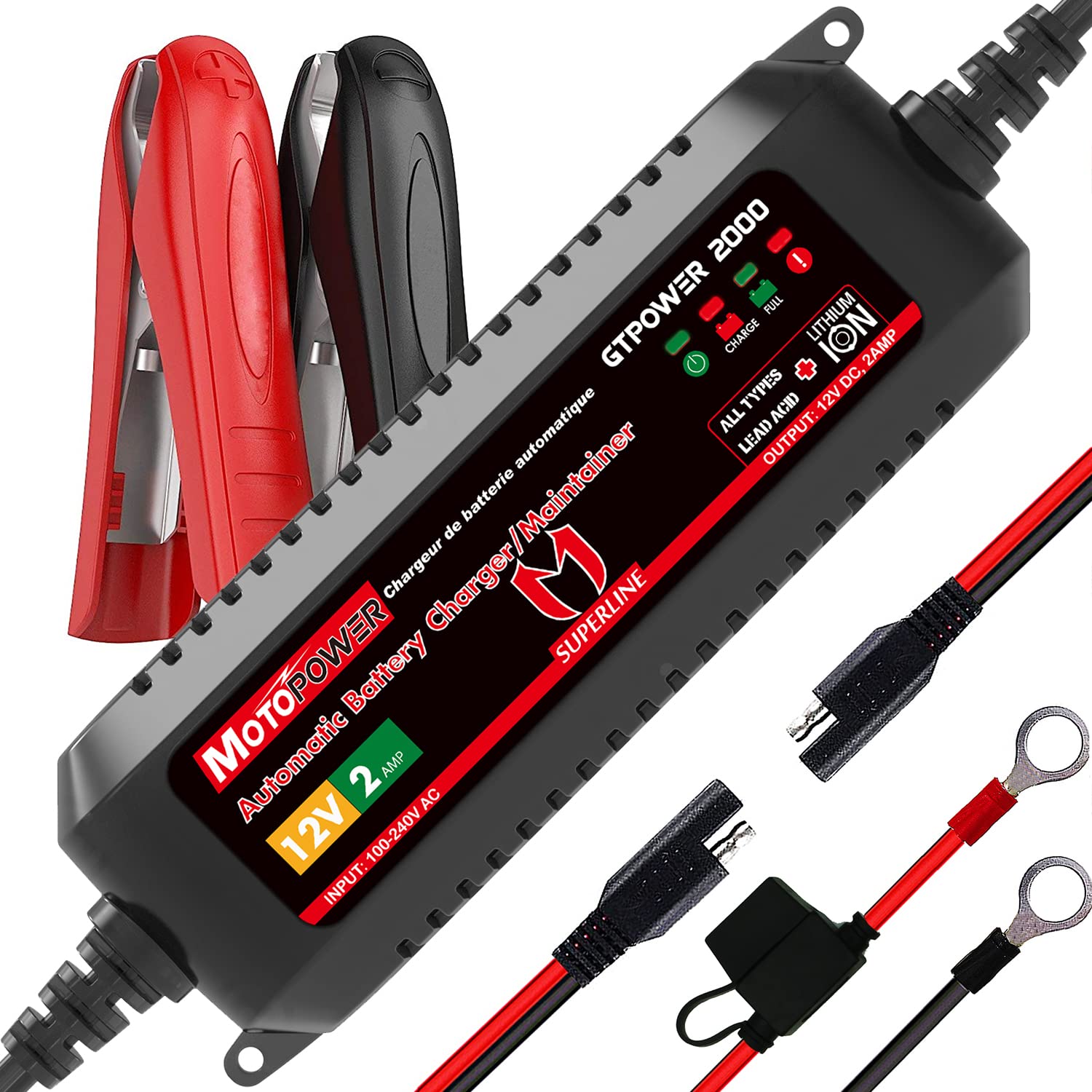 Foto 2 pulgar | Cargador De Batería Motopower Mp00207a 12v 2a Para Iones De Litio - Venta Internacional.