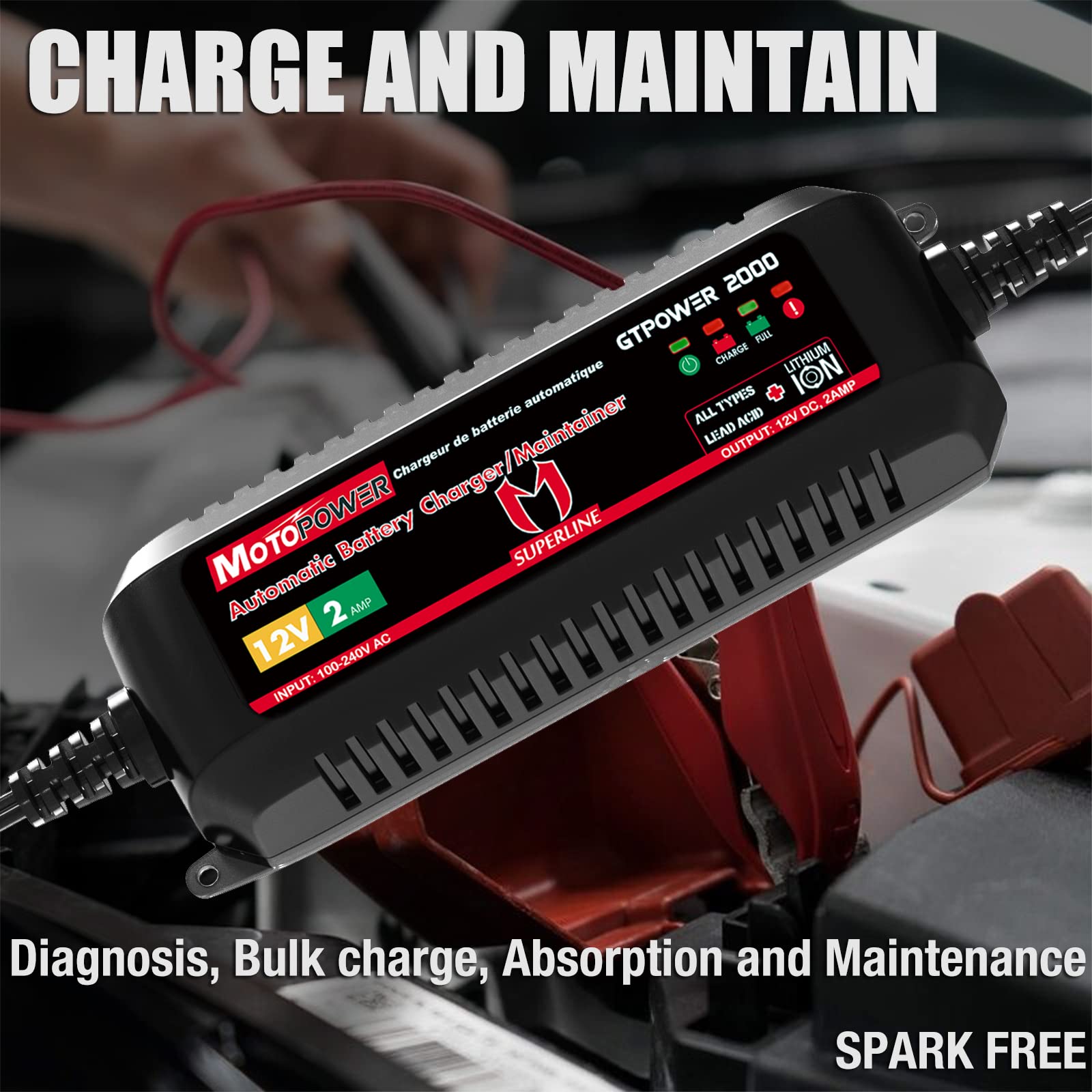 Foto 2 | Cargador De Batería Motopower Mp00207a 12v 2a Para Iones De Litio - Venta Internacional.
