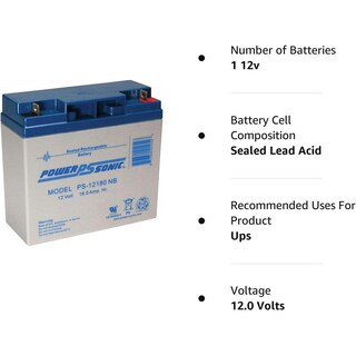 Foto 2 | Batería Power Sonic Plomo Ácido Ps-12180 F2 12v 18 Ah