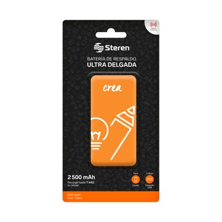 Foto 2 | Batería de Respaldo Portátil Steren 2,500 Mah 1 Puerto Usb Crea color Anaranjado