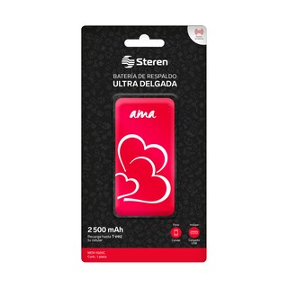 Foto 2 | Batería de Respaldo Portátil Steren 2,500 Mah 1 Puerto Usb Ama Rojo