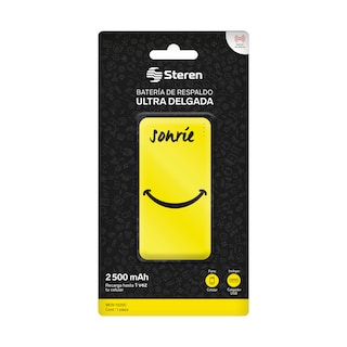 Foto 2 | Batería de Respaldo Portátil Steren 2,500 Mah 1 Puerto Usb Sonríe Amarillo