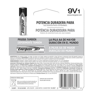 Foto 8 | Pila Energizer Max 9V Alcalina Blister 12 Unidades