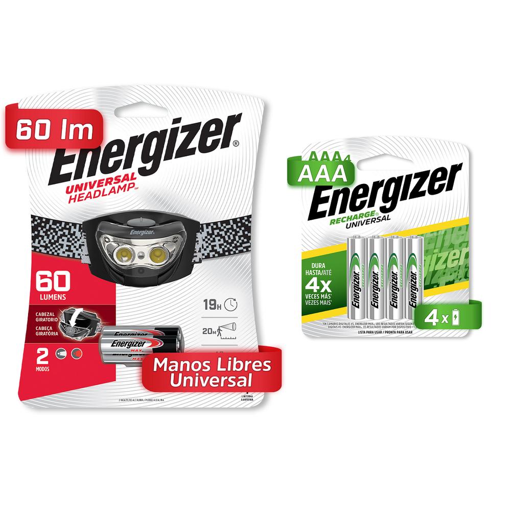 Foto 2 pulgar | Linterna Manos Libres Energizer HD33A4 + 4 Pilas AAA Recargable