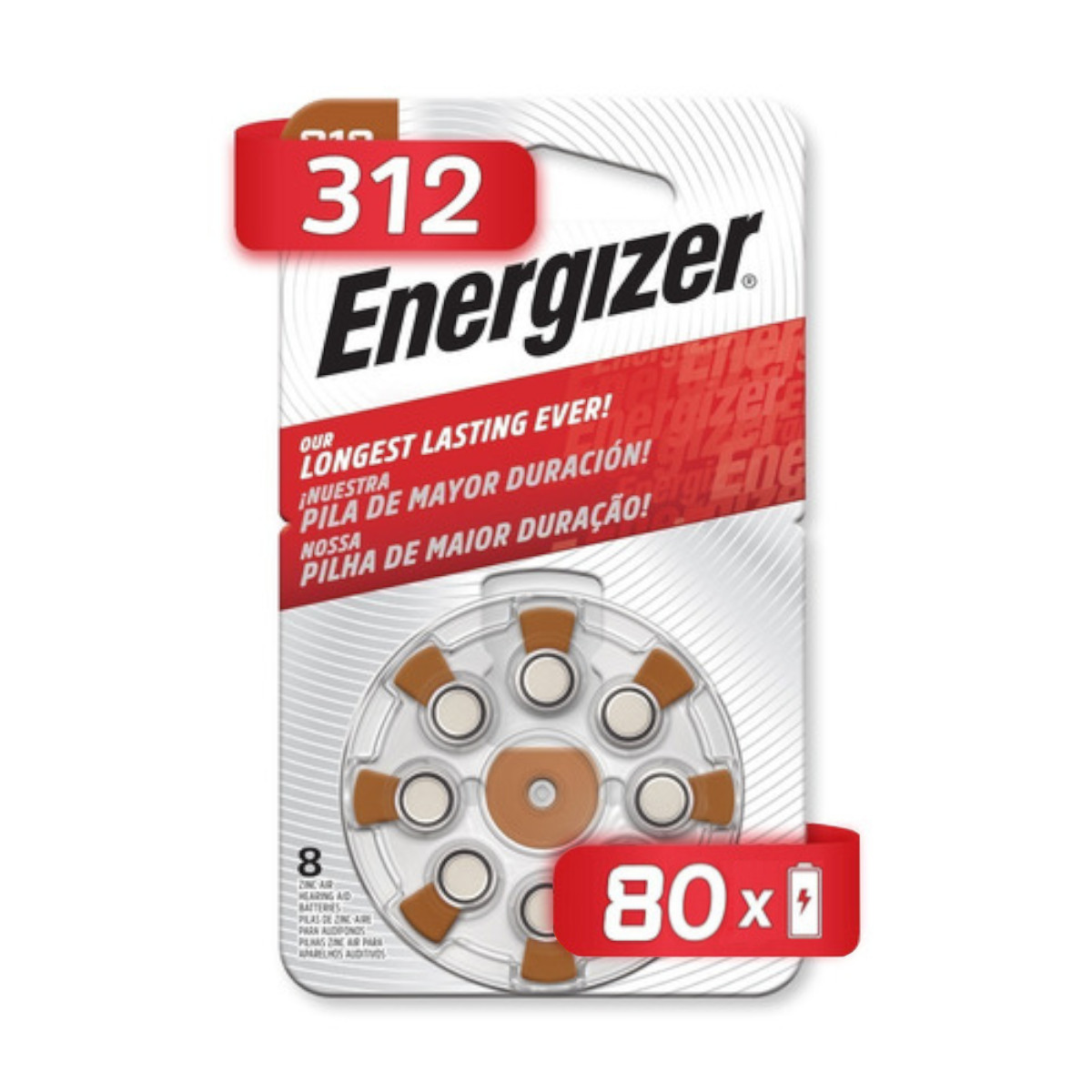 Batería Pila Auditiva Energizer Az312 80 Piezas De 1.45 V