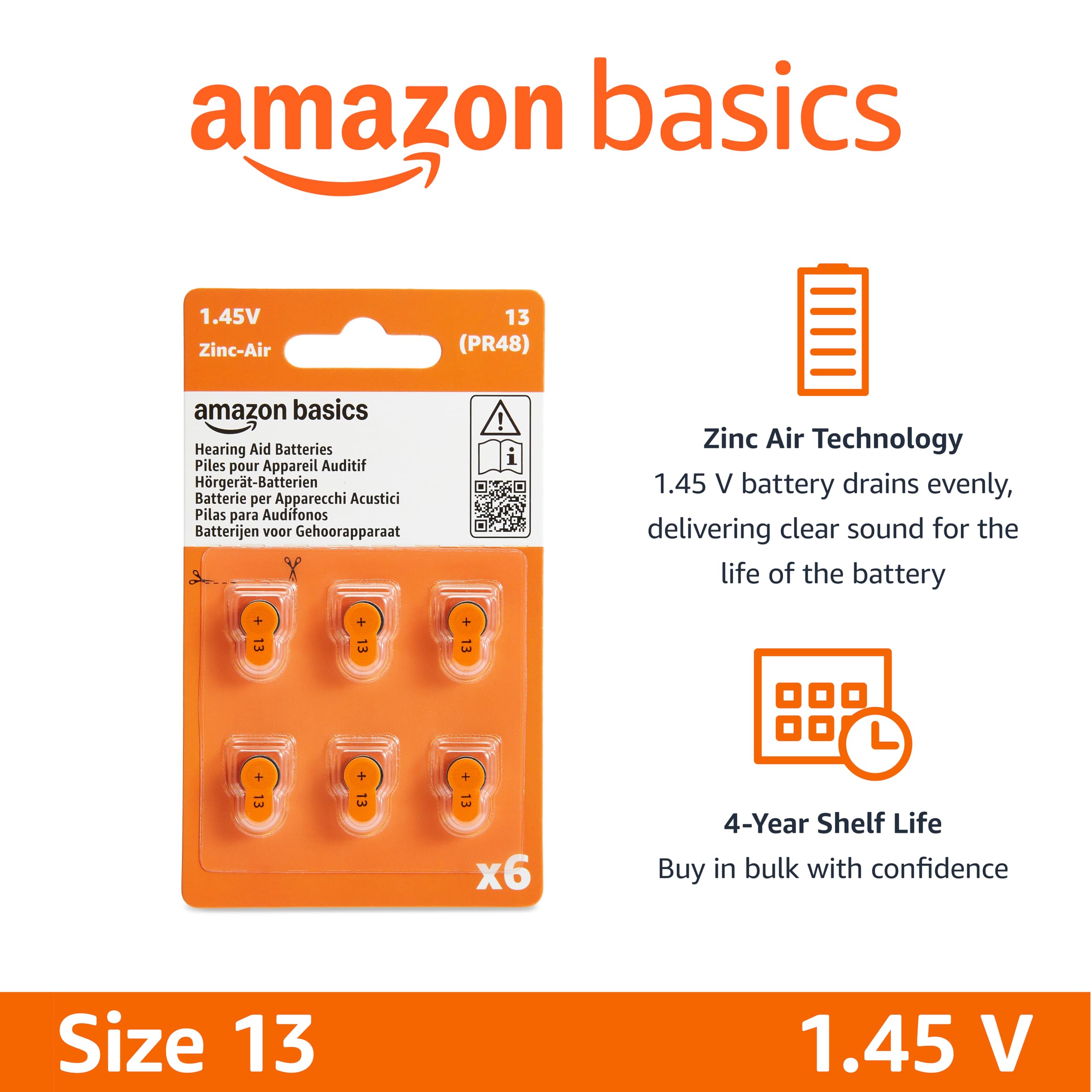 Foto 3 pulgar | Pilas Para Audífonos Amazon Basics, Tamaño 13, Paquete De 60 - Venta Internacional.