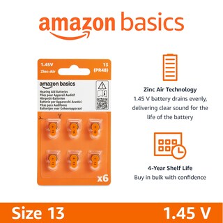 Foto 2 | Pilas Para Audífonos Amazon Basics, Tamaño 13, Paquete De 60 - Venta Internacional.