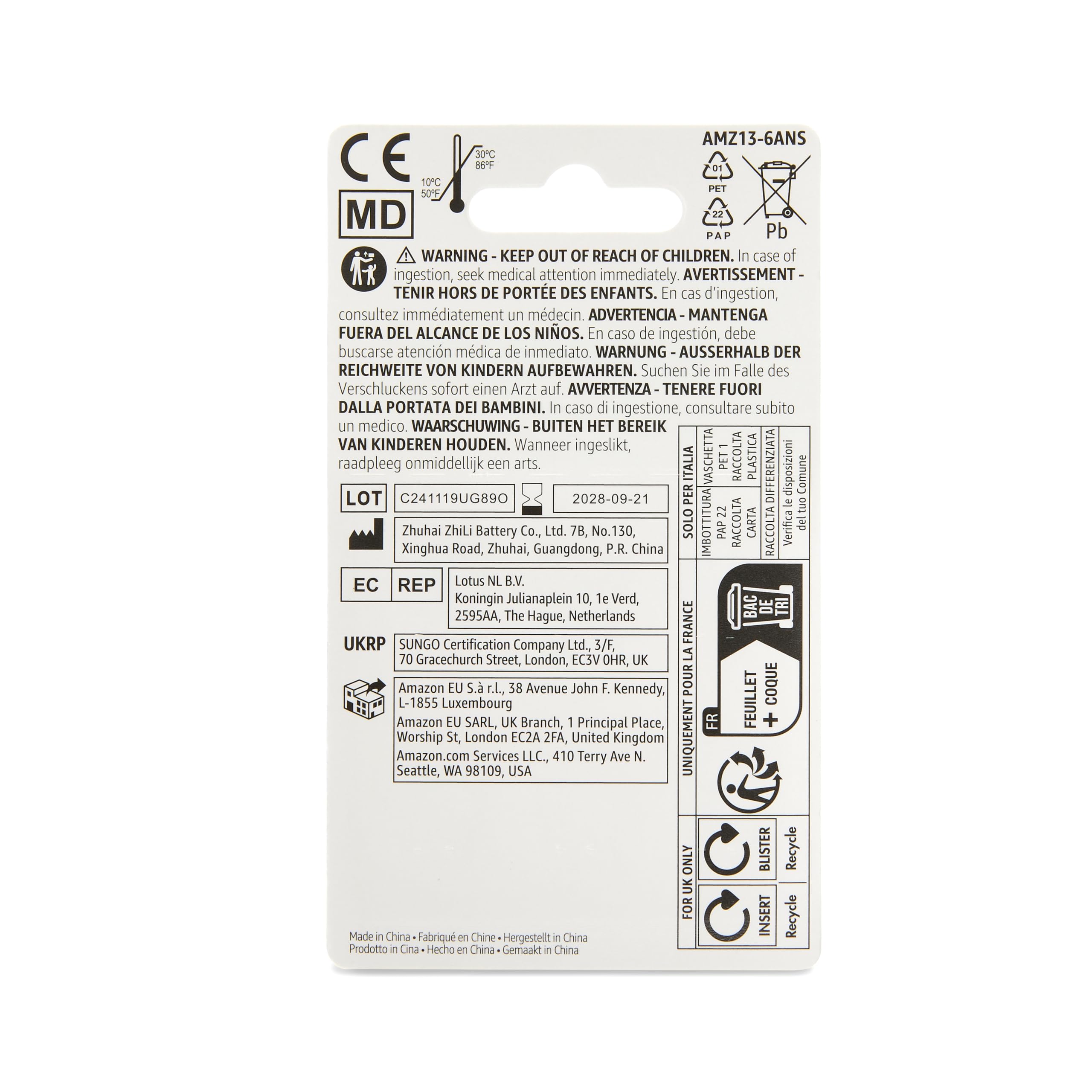 Foto 4 pulgar | Pilas Para Audífonos Amazon Basics, Tamaño 13, Paquete De 60 - Venta Internacional.