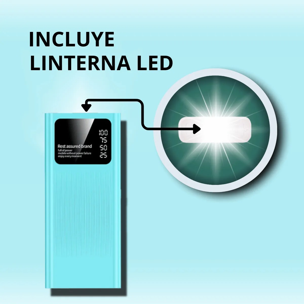 Foto 5 | Pila Portátil Recargable Power Bank Buytiti 2000 Mah Con Linterna Led