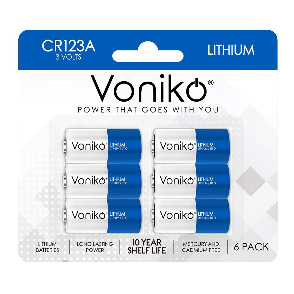 Foto 2 pulgar | Baterías De Litio Voniko Cr123a 3v 1500mah (paquete De 6) - Venta Internacional.