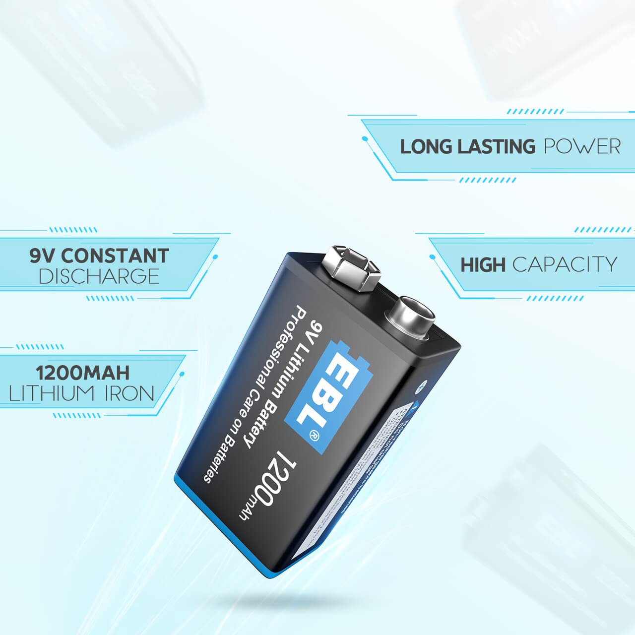 Foto 4 | Baterías De Litio De 9 V Ebl 1200 Mah (paquete De 4) No Recargables - Venta Internacional.